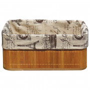 Бамбуковая корзинка с покрытием из натурального льна (каркас: стальной прут) BLB-09-2, р-р 32*23*14