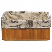 Бамбуковая корзинка с покрытием из натурального льна (каркас: стальной прут) BLB-09-1, р-р 38*28*16