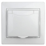 Розетка СП Plano 2P+E Schuko 1Э-207-01 16А-250В с защ. шторками с крышкой бел. Intro Б0038832