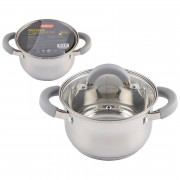 Кастрюля Felicità, объем 2 л, из нерж стали с крышкой из жаропрочного стекла, размер 16*10 см