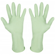 Перчатки латексные с хлопковым напылением, зеленые, размер S