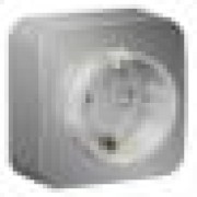 BLANCA нар. розетка с заземлением без штор.,(тонкая) изол.пл.16А, 250В,алюмин.рос
