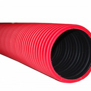 Труба гофрированная двустенная 63 мм без протяжки с муфтой красная (50м) (120963)
