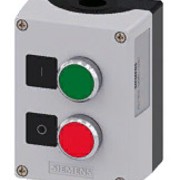 Пост управления 22 мм 2 командных точки кнопка зелёная 'I' 1НО кнопка красная 'O' 1НЗ серая крышка корпуса металл (3SU1852-0AB00-2AB1)