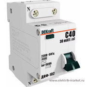 Выключатель автоматический дифференциальный (АВДТ) 1п+N 16А 30мА тип AC С 4.5кА ДИФ-102 (16003DEK)