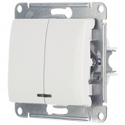 GLOSSA Выключатель двухклавишный с подсветкой в рамку алюминий сх.5а (GSL000353)