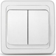 ДУЭТ Выключатель двухклавишный белый (WDE000152)