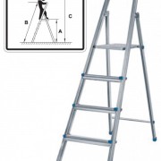 Лестница-стремянка алюминиевая, 3 ступени, вес 2,62 кг (65341)