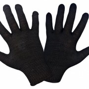 Перчатки вязаные утепленные черные х/б (12496)