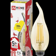 Лампа светодиодная LED-СВЕЧА НА ВЕТРУ-deco 5Вт 230В Е14 3000К 450Лм золотистая IN HOME