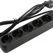 Сетевой фильтр Smartbuy One, 10А, 2 200 Вт, 5 розеток, длина 1,8 м, черный (SBSP-18-K)/45