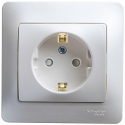 GLOSSA РОЗЕТКА с заземлением со шторками, в сборе, ПЕРЛАМУТР