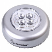 Светодиодный фонарь PUSH LIGHT 1 шт х 4 LED Smartbuy 3AAA, серебристый (SBF-831-S)/200