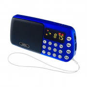 Perfeo мини-аудио СИНИЦА FM, MP3 USB/TF, часы, Repeat, цифровые кнопки, USB/1200mAh, синий (i70-BL)*