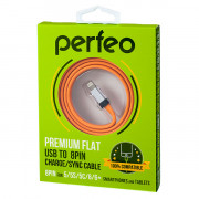 PERFEO Кабель для iPhone Плоский 5/6, USB - 8 PIN (Lightning), оранжевый, длина 1 м. (I4404)