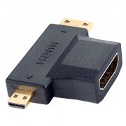 PERFEO Переходник HDMI A розетка - HDMI D (micro HDMI) вилка + HDMI C (mini HDMI) вилка (A7006)