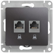 GLOSSA РОЗЕТКА двойная компьютерная RJ45+RJ45, кат.5E, механизм, ГРАФИТ