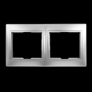 Рамка 2-местная горизонтальная серебро 