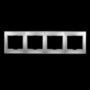 Рамка 4-местная горизонтальная серебро 