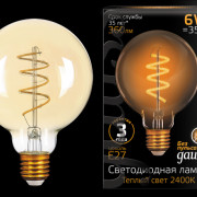 Лампа Gauss LED Filament G95 Flexible E27 6W Golden 360lm 2400К 1/20