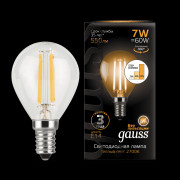 Лампа Gauss LED Filament Шар E14 7W 550lm 2700K step dimmable 1/10/50