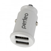 PERFEO Автомобильное зарядное устройство с двумя разъемами USB, 2x2.4А, белый, 