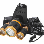 Фонарь GA-809  ЭРА налобный аккумуляторный, трехламповый High Power Headlamp  [5 Вт CREE, алюминий,