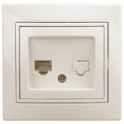 1-302-02  Intro Розетка телефонная RJ11, IP20, СУ, Plano, сл.кость
