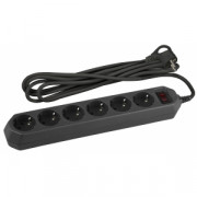 Сетевой фильтр USF-6es-1,5m-B-BOX  ЭРА Сет.фильтр базовая защита, с/з, с выкл, 6гн, 1,5м, ПВС,  10А,